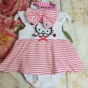Hello Kitty White and Red Striped Baby Outfit